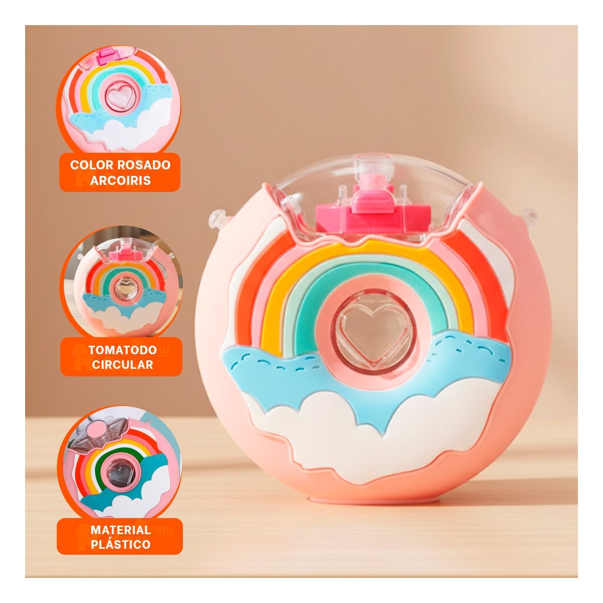 PACK2 RECIPIENTE PARA BEBIDAS CIRCULAR FUCSIA 14X5CM DURADERO Y PRACTICO - 5