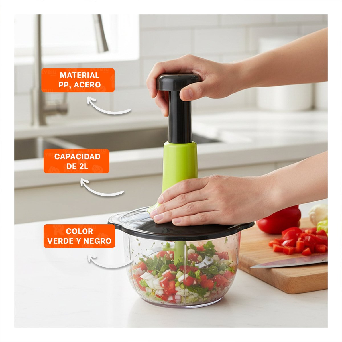 TRITURADOR MULTIFUNCIONAL 1 5L BLANCO Y PLOMO PARA CORTAR Y MEZCLAR ALIMENTOS Y+POST IT - 2