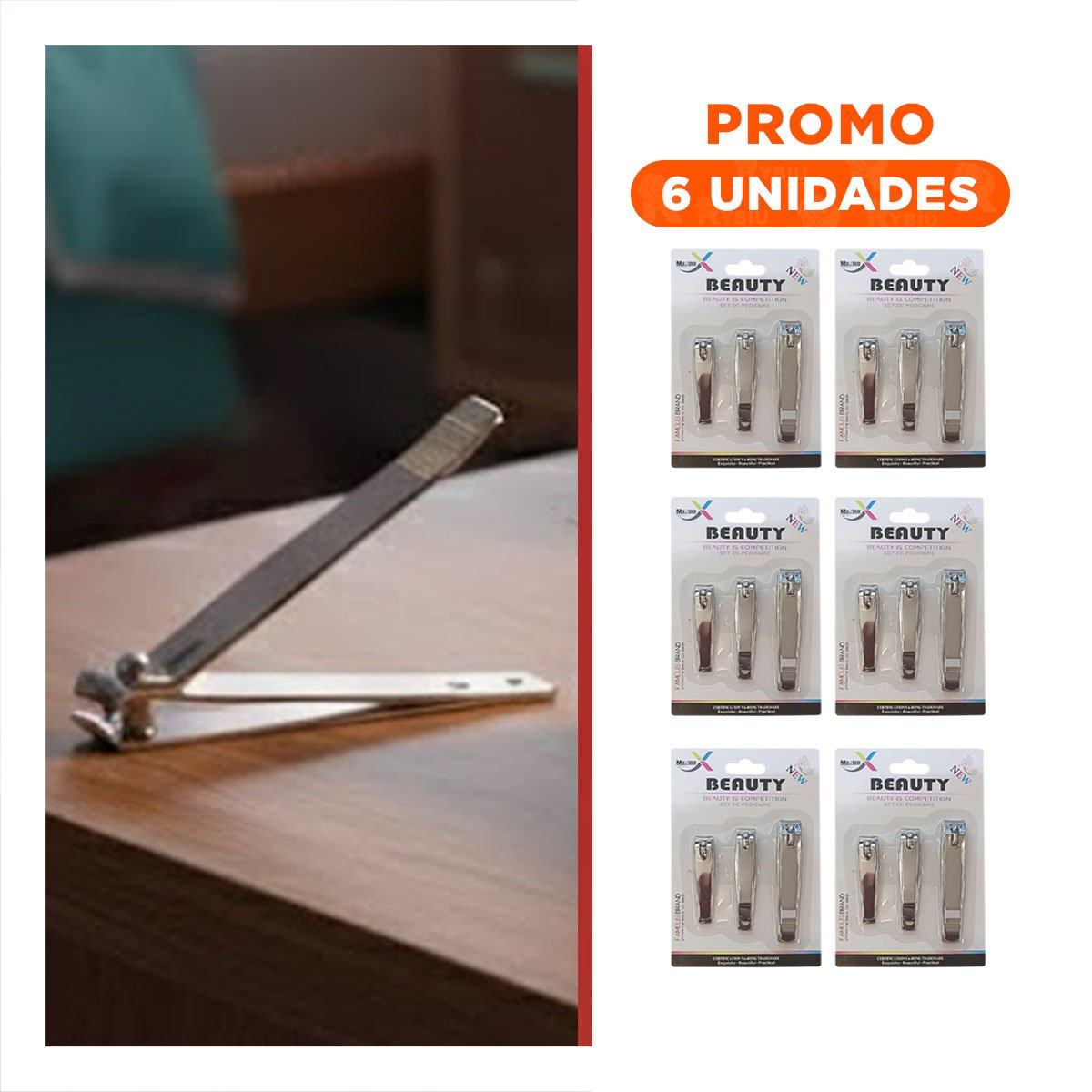 PACK6 EQUIPO PRACTICO CORTAUNAS PLATEADO X3 PARA NECESER PERSONAL - 1