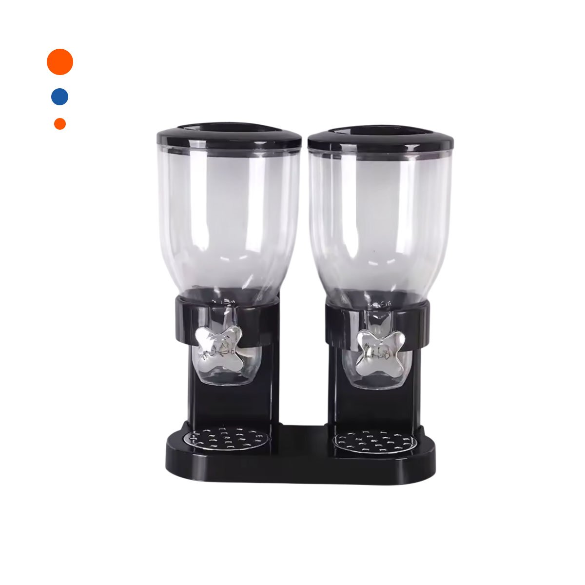 TOLVA DOBLE DE GRANOS 2L NEGRO PRACTICA Y DURADERA PARA COCINA Y HOGAR Y+PAPEL REGALO - 1