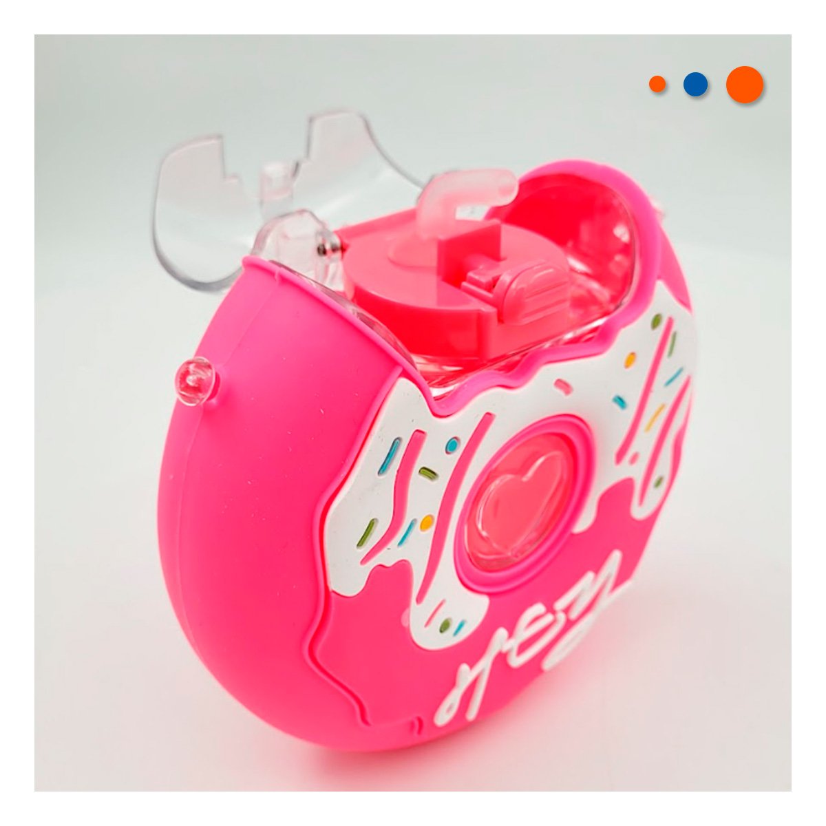 CONTENEDOR PARA LIQUIDOS CIRCULAR FUCSIA 14X5CM COMPACTO Y FUNCIONAL Y+LIGAS REGALO - 1