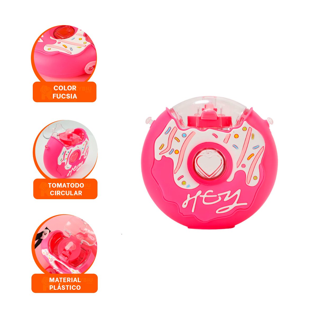 CONTENEDOR PARA LIQUIDOS CIRCULAR FUCSIA 14X5CM COMPACTO Y FUNCIONAL Y+LIGAS REGALO - 3