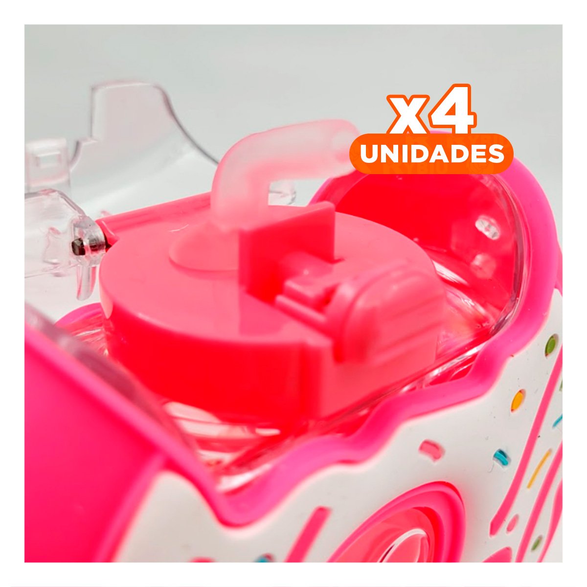 PACK4 CONTENEDOR PARA AGUA FUCSIA CIRCULAR 14X5CM FACIL DE USAR - 1