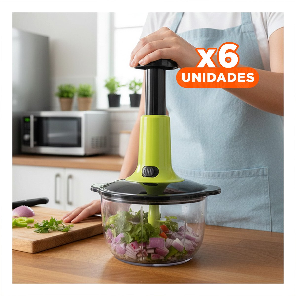 PACK6 PICADOR RAPIDO MULTIFUNCIONAL 1 5L BLANCO Y PLOMO PARA COCINA Y+REGALO STICKER - 1