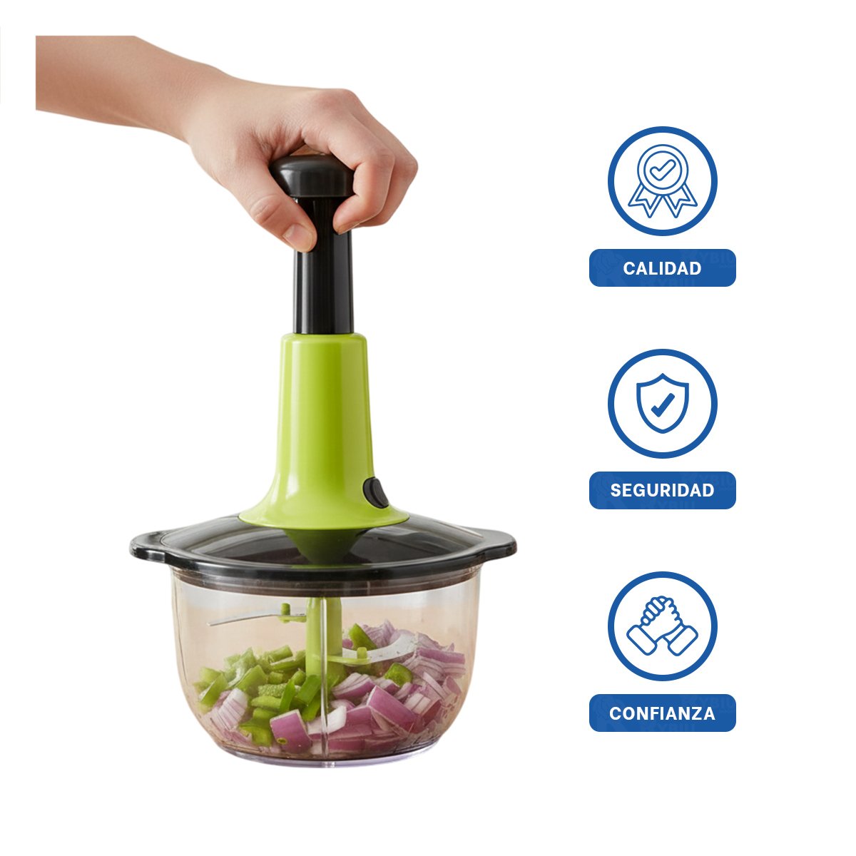 PACK6 PICADOR RAPIDO MULTIFUNCIONAL 1 5L BLANCO Y PLOMO PARA COCINA Y+REGALO STICKER - 2