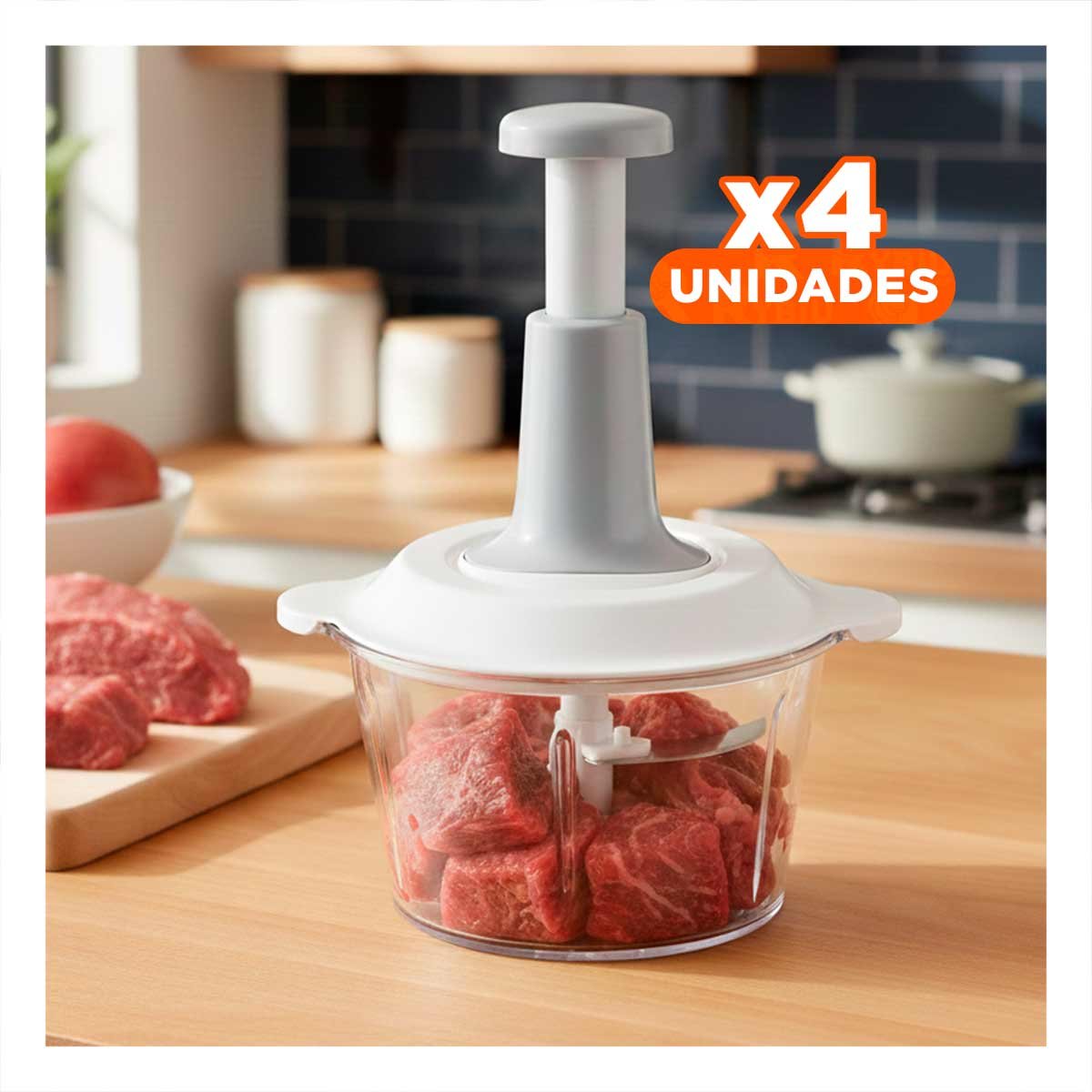 PACK4 TRITURADOR PARA COCINA MULTIFUNCIONAL 1 5L BLANCO Y PLOMO PARA FRUTAS Y+PAPEL REGALO - 1