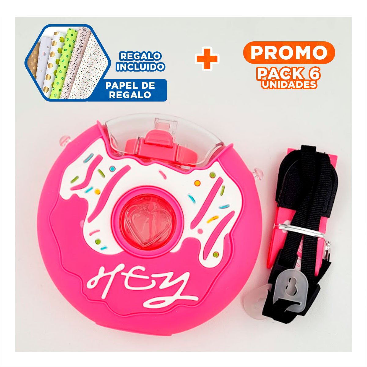 PACK6 ENVASE PARA BEBIDAS FUCSIA CIRCULAR 14X5CM RESISTENTE Y SEGURO Y+PAPEL REGALO - 1