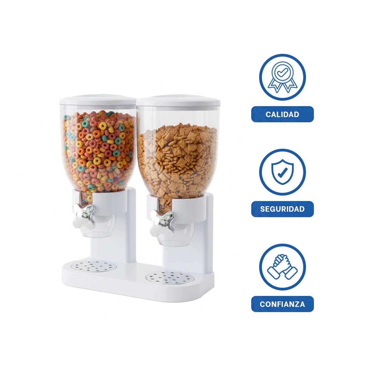 ENVASE DOBLE DE GRANOS 2L NEGRO PARA GUARDAR CEREALES Y LEGUMBRES Y+LIGAS REGALO - 3