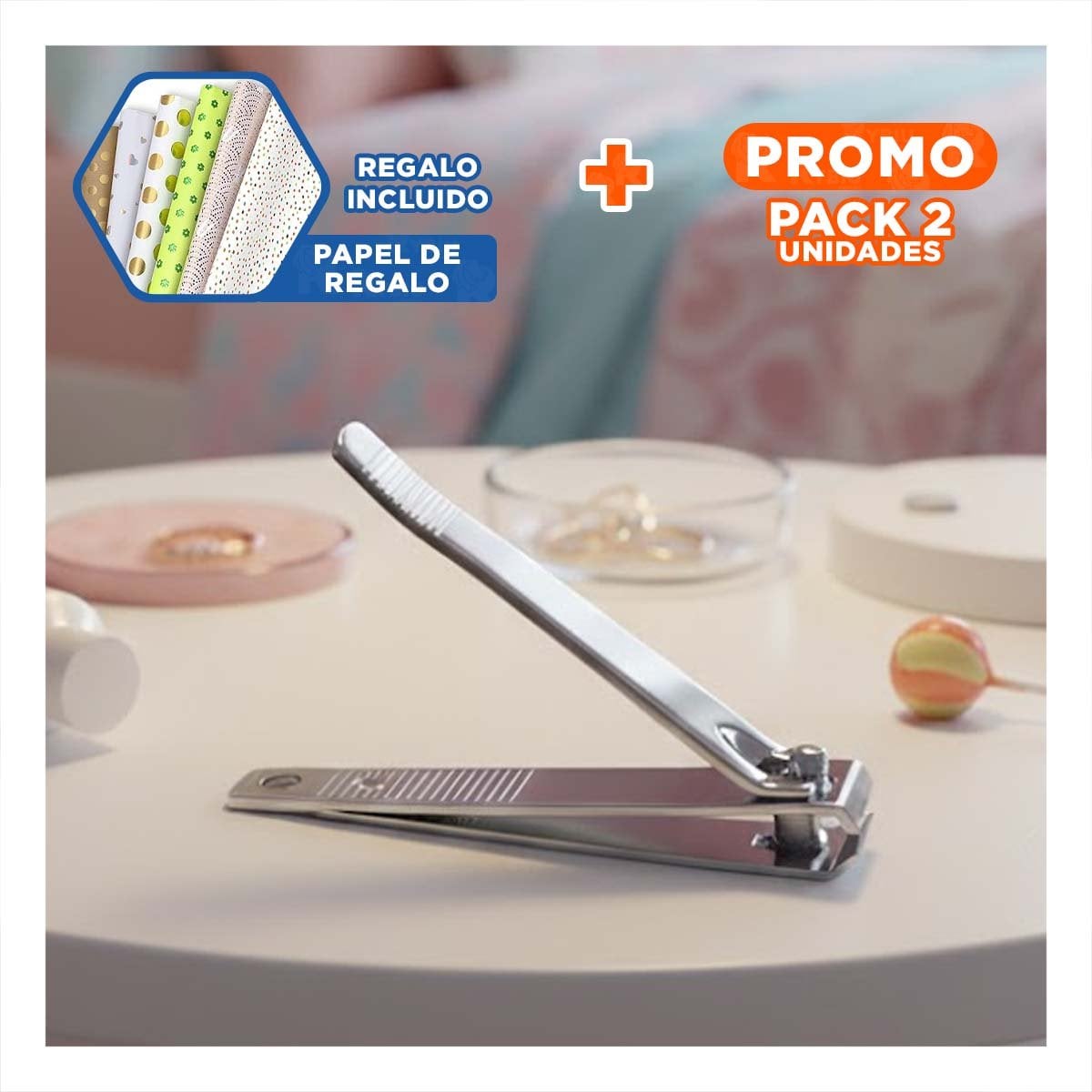 PACK2 EQUIPO AHORRO 3 CORTAUNAS PLATEADO DURABLES Y PRACTICOS Y+PAPEL REGALO - 1