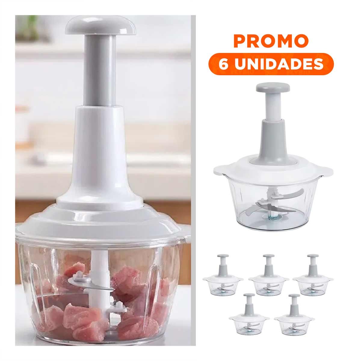 PACK4 PICADOR PARA COCINA MULTIFUNCIONAL 1 5L BLANCO Y PLOMO PARA CORTAR Y MEZCLAR FACIL - 1
