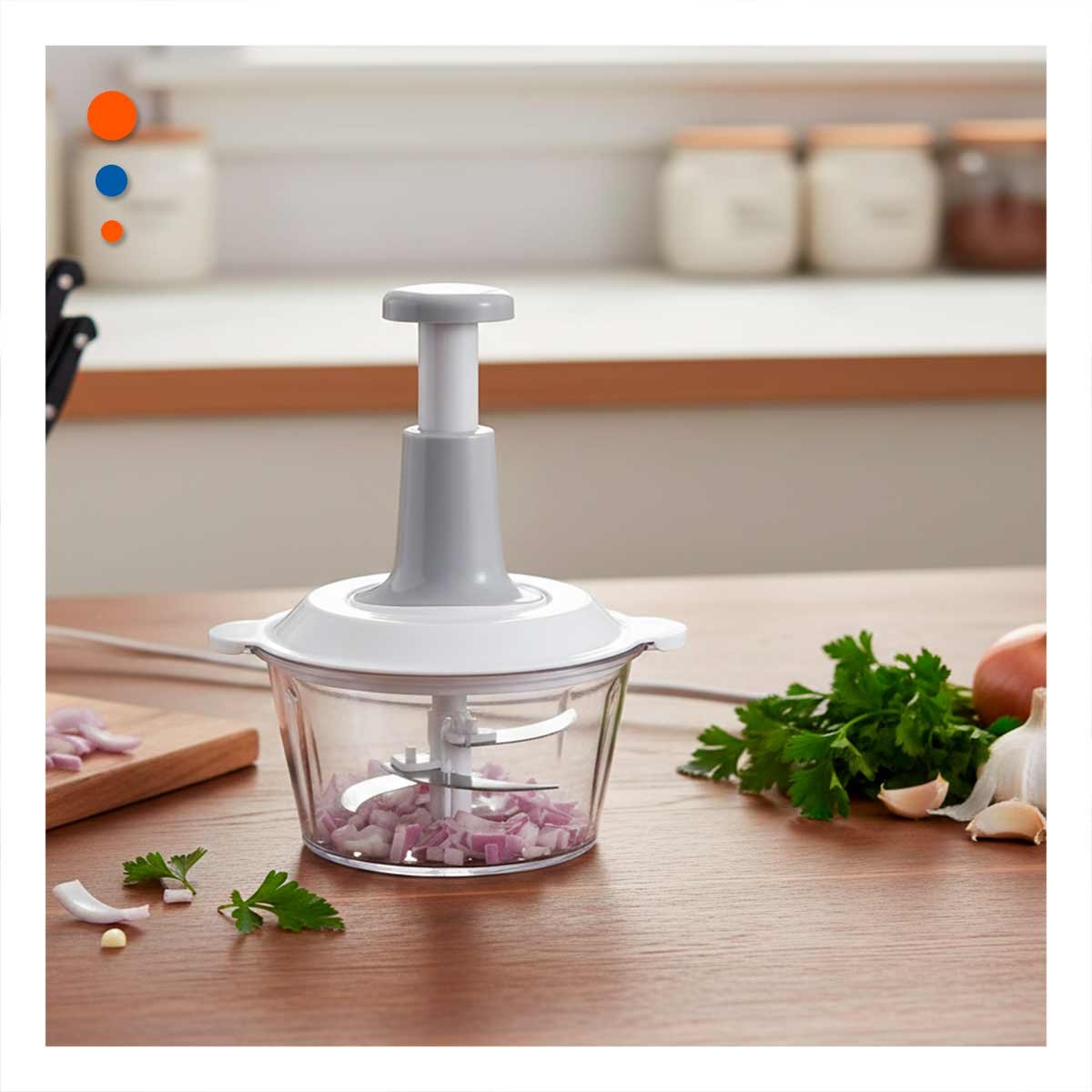 PACK4 PICADOR PARA COCINA MULTIFUNCIONAL 1 5L BLANCO Y PLOMO PARA CORTAR Y MEZCLAR FACIL - 2