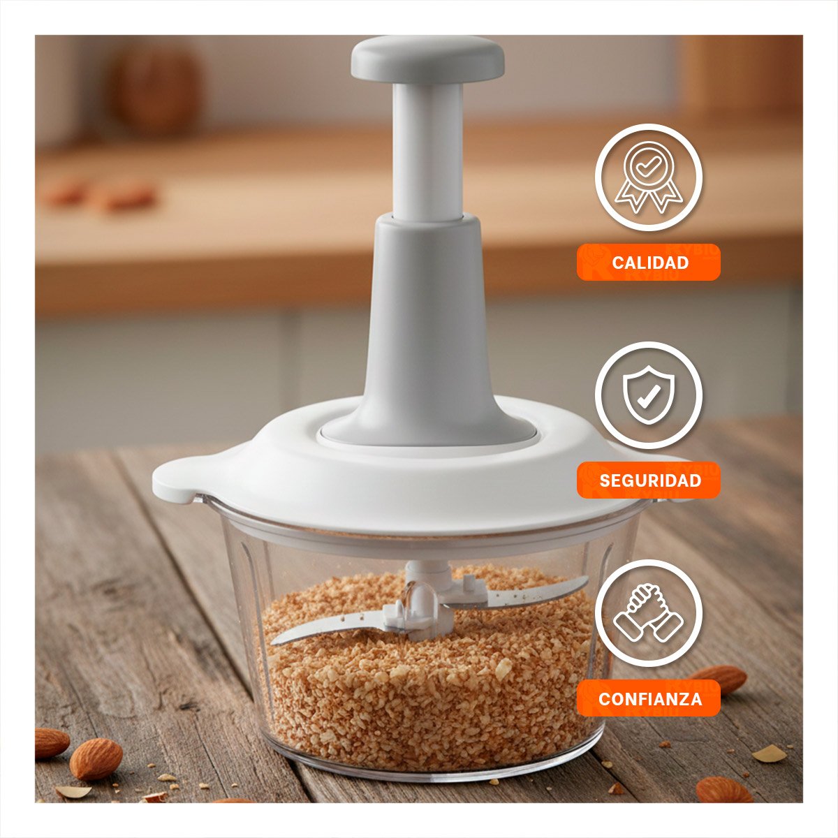 PACK4 PICADOR PARA COCINA MULTIFUNCIONAL 1 5L BLANCO Y PLOMO PARA CORTAR Y MEZCLAR FACIL - 5