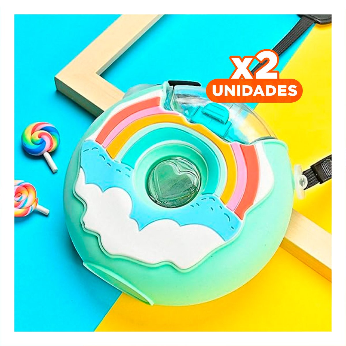 PACK2 ENVASE PARA AGUA FUCSIA CIRCULAR 14X5CM LIGERO Y SEGURO Y+REGALO STICKER - 1