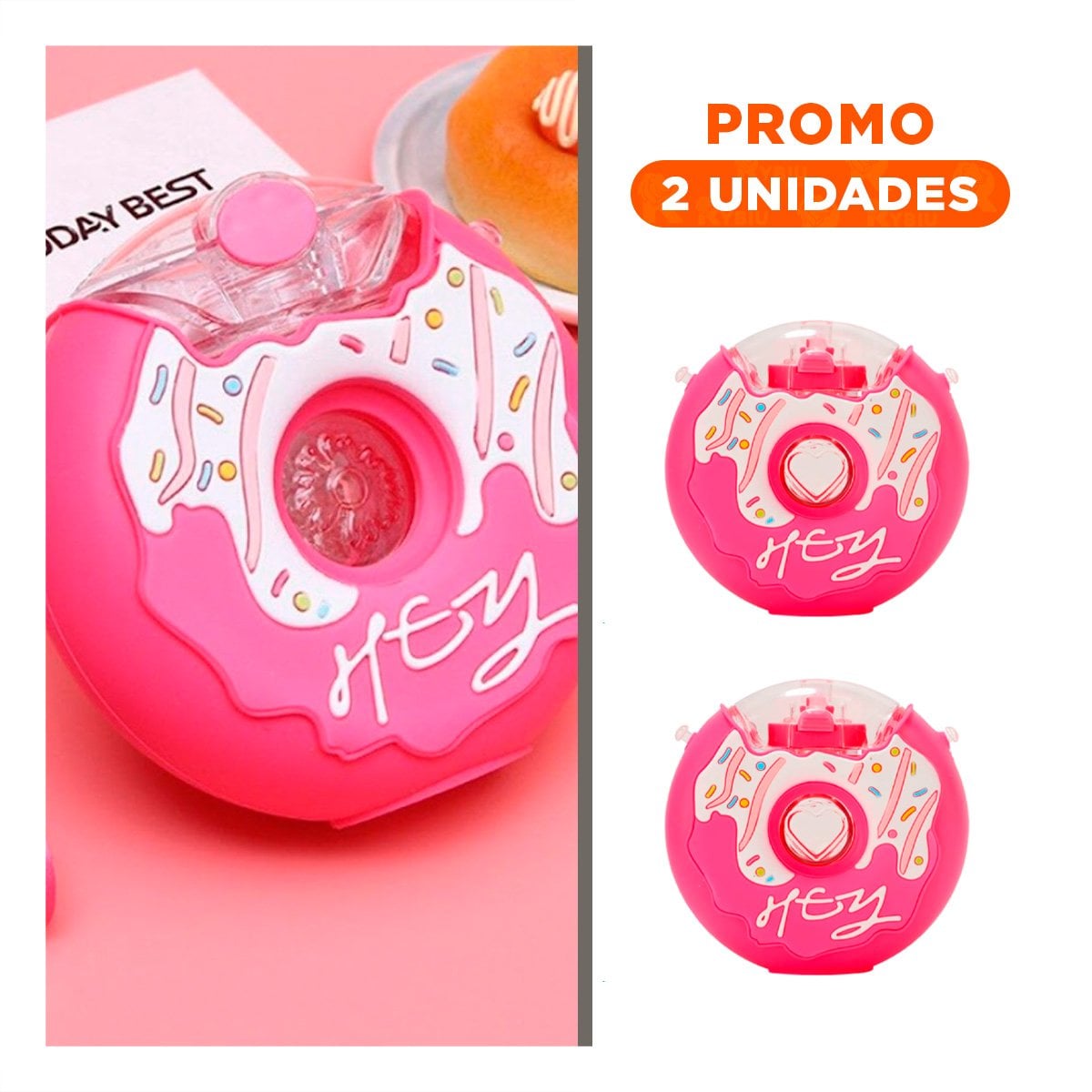 PACK2 RECIPIENTE PARA BEBIDAS CIRCULAR FUCSIA 14X5CM DURADERO Y PRACTICO - 1