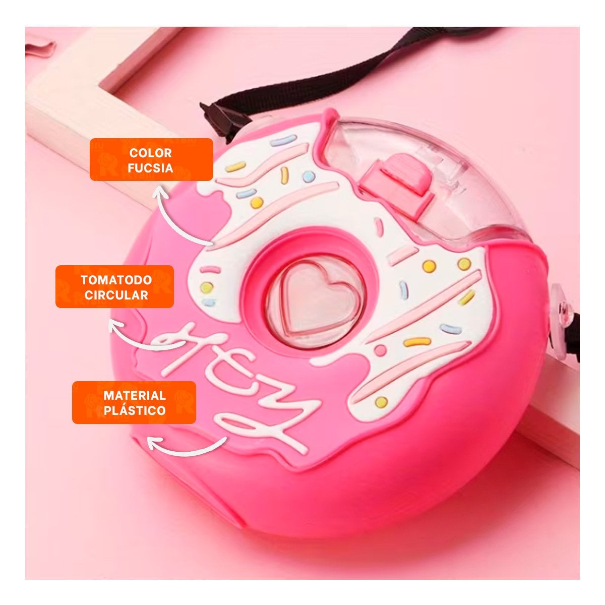 PACK2 RECIPIENTE PARA BEBIDAS CIRCULAR FUCSIA 14X5CM DURADERO Y PRACTICO - 5