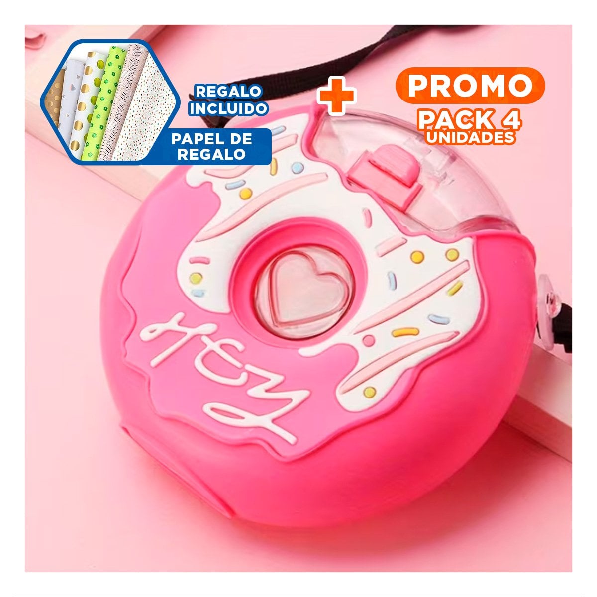 PACK4 VASO PARA AGUA FUCSIA CIRCULAR 14X5CM PRACTICO Y DURADERO Y+PAPEL REGALO - 1