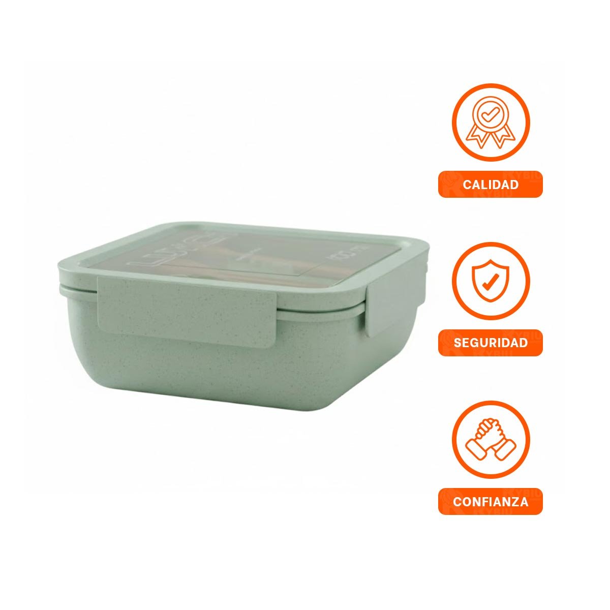 PACK6 TAPER CUADRADO CON CUBIERTOS 1100ML ROSADO PARA LUNCH ALIMENTOS Y+REGALO STICKER - 2