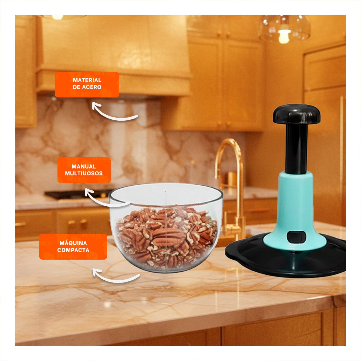 PICADORA COMPACTA MULTIFUNCIONAL 1 5L BLANCO Y PLOMO PARA USO DIARIO EN COCINA Y+REGALO STICKER - 5