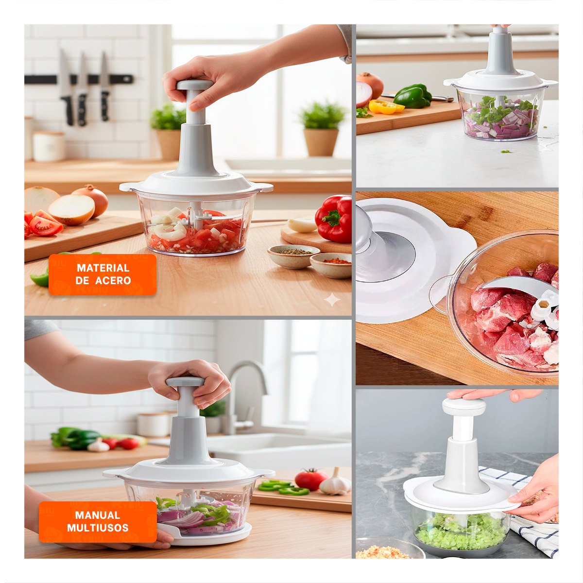 PROCESADOR COMPACTO MULTIFUNCIONAL 1 5L BLANCO Y PLOMO PARA COCINA RAPIDA Y FACIL - 5