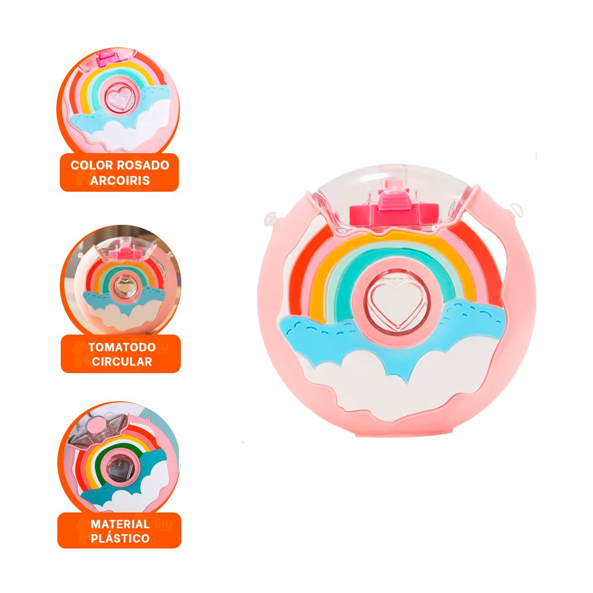 BOTELLA PARA LIQUIDOS CIRCULAR FUCSIA 14X5CM FACIL DE TRANSPORTAR Y+PAPEL REGALO - 3