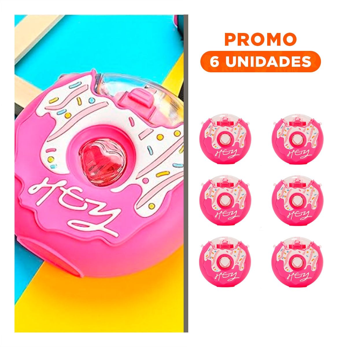 PACK6 BOTELLA PARA BEBIDAS FUCSIA CIRCULAR 14X5CM COMPACTA Y LIGERA - 1