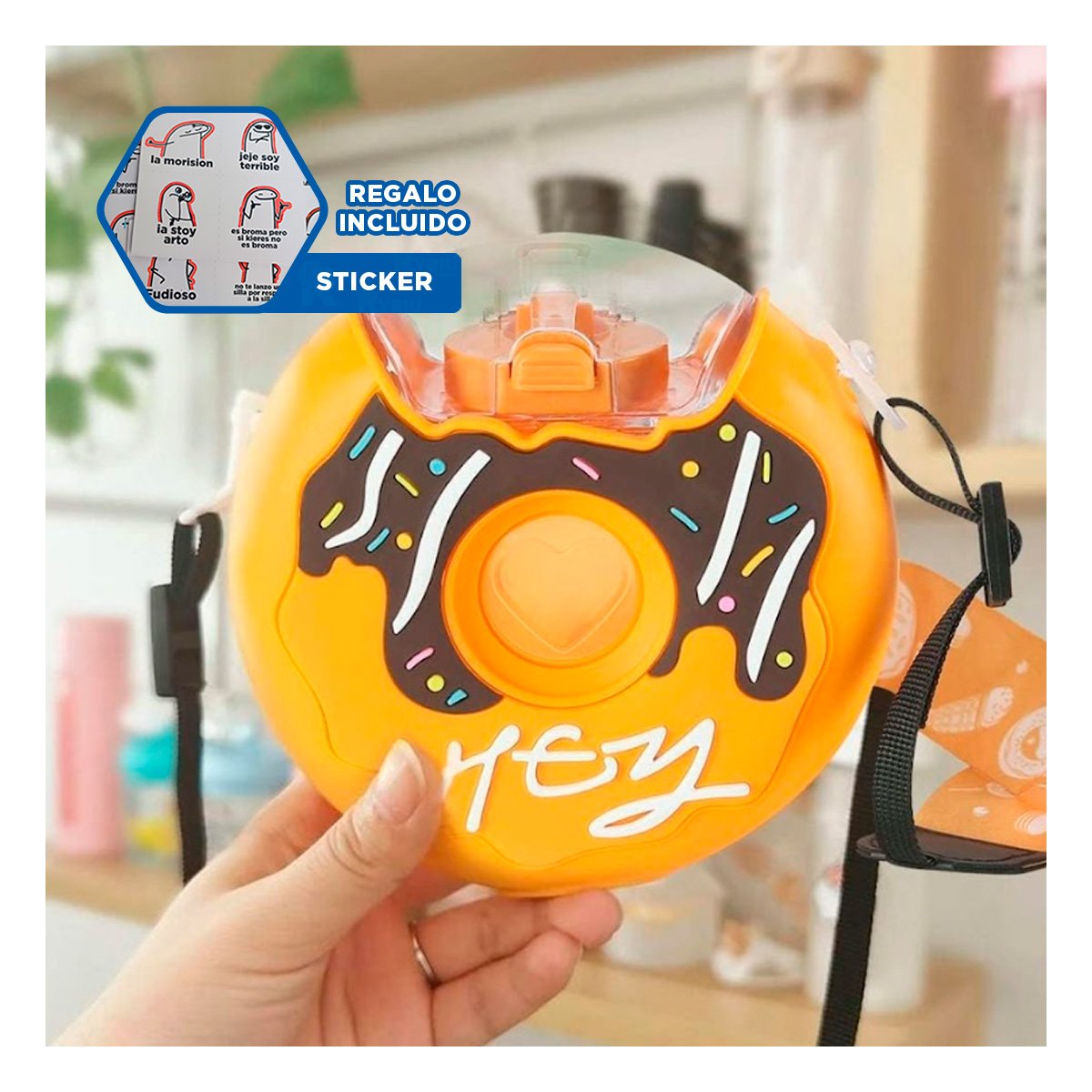 ENVASE PARA BEBIDAS CIRCULAR FUCSIA 14X5CM LIGERO Y RESISTENTE Y+REGALO STICKER - 1