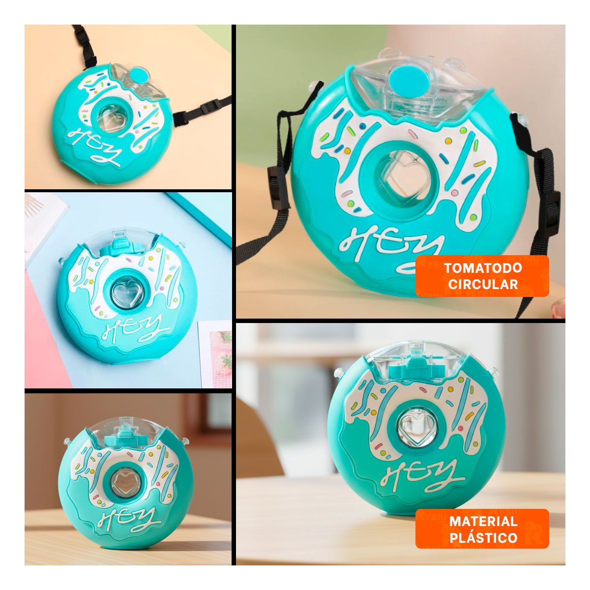 CONTENEDOR PARA LIQUIDOS CIRCULAR FUCSIA 14X5CM COMPACTO Y FUNCIONAL Y+LIGAS REGALO - 5