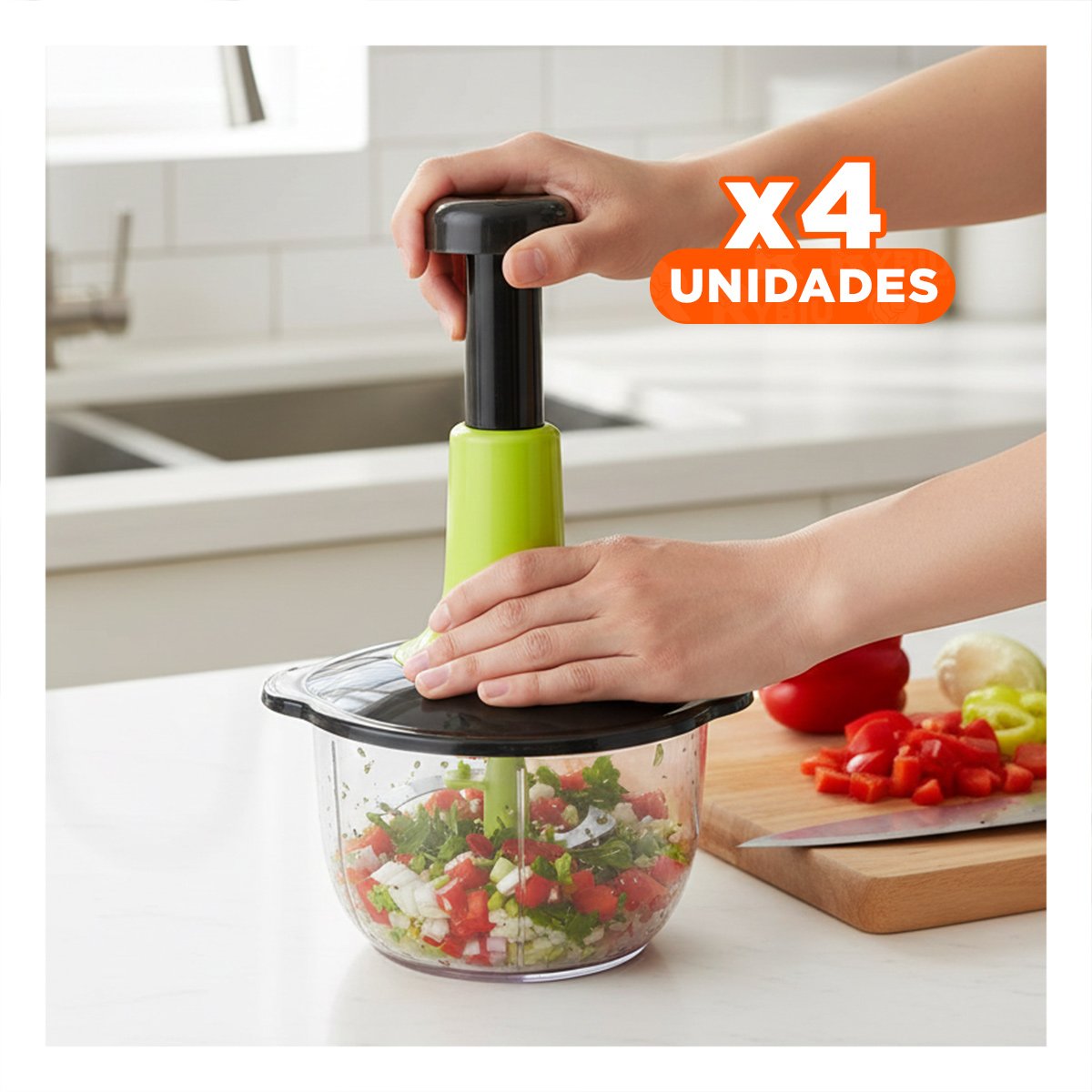 PACK4 PICADOR PARA COCINA MULTIFUNCIONAL 1 5L BLANCO Y PLOMO PARA CORTAR Y MEZCLAR FACIL - 1