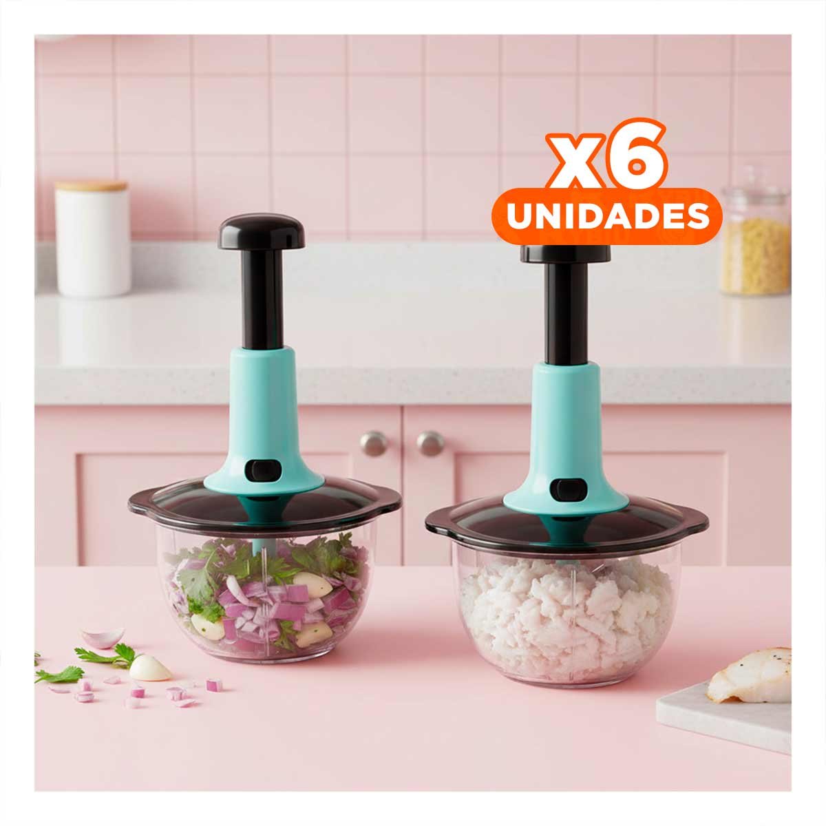 PACK6 PICADOR RAPIDO MULTIFUNCIONAL 1 5L BLANCO Y PLOMO PARA COCINA Y+REGALO STICKER - 1