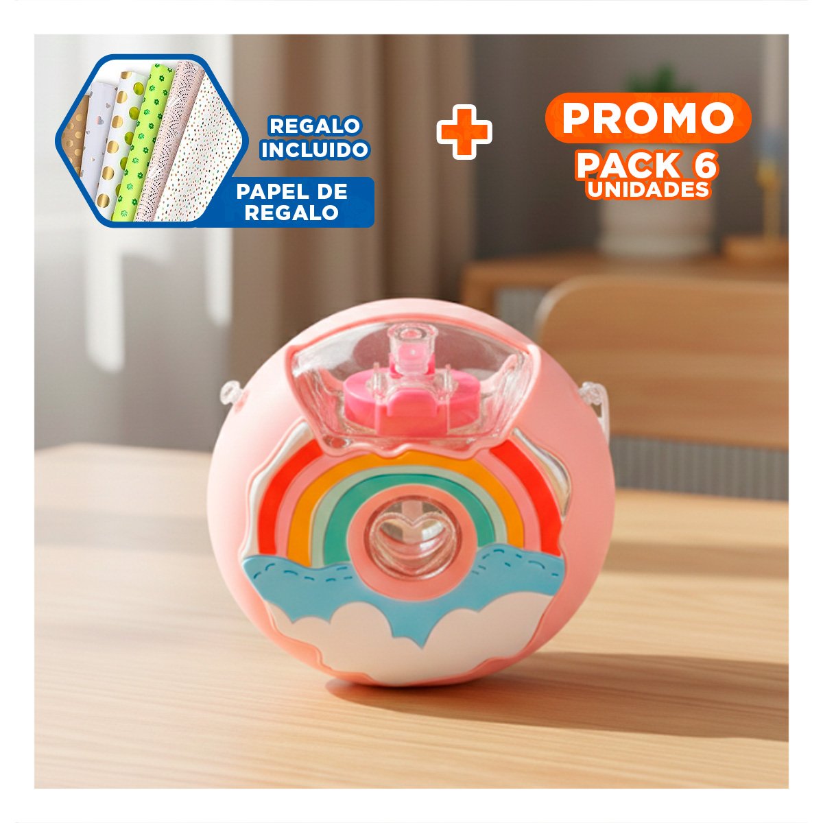 PACK6 ENVASE PARA BEBIDAS FUCSIA CIRCULAR 14X5CM RESISTENTE Y SEGURO Y+PAPEL REGALO - 1