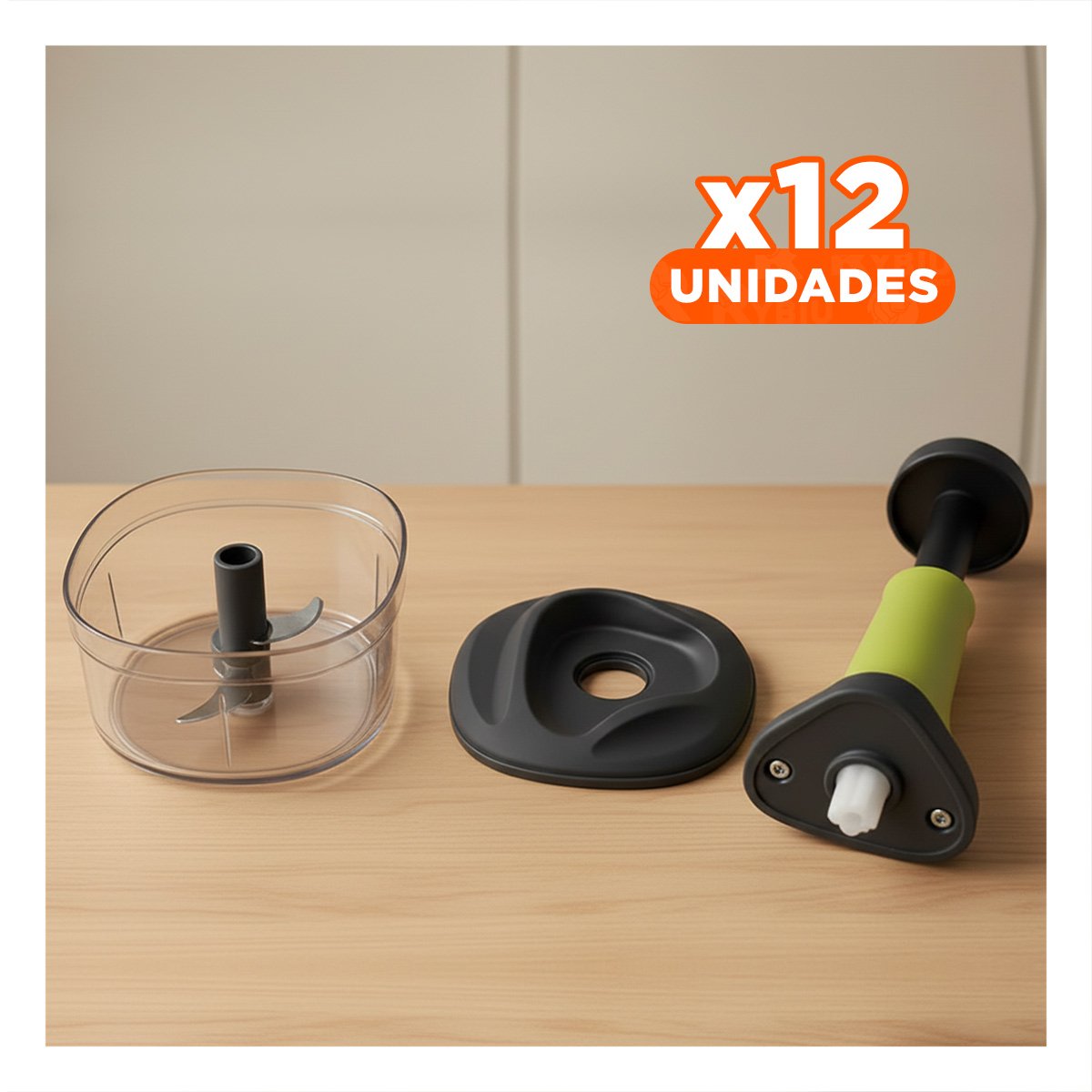 PACK12 TRITURADOR RAPIDO MULTIFUNCIONAL 1 5L BLANCO Y PLOMO PARA PREPARAR COMIDAS - 1