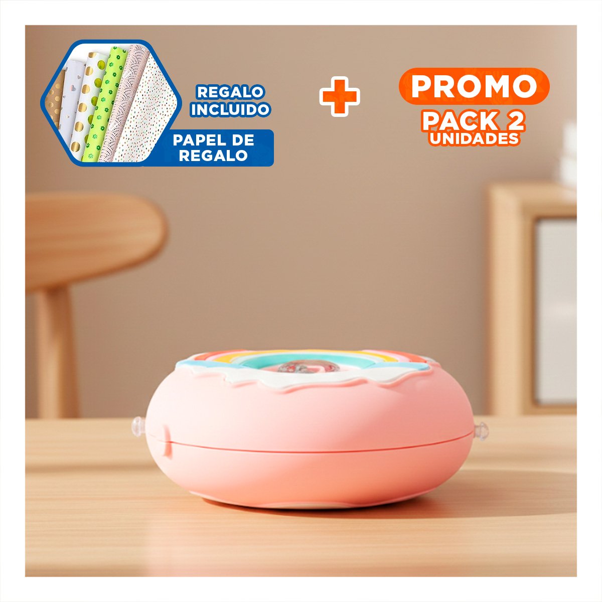 PACK2 BOTELLA PARA AGUA FUCSIA CIRCULAR 14X5CM RESISTENTE Y COMPACTA Y+PAPEL REGALO - 1