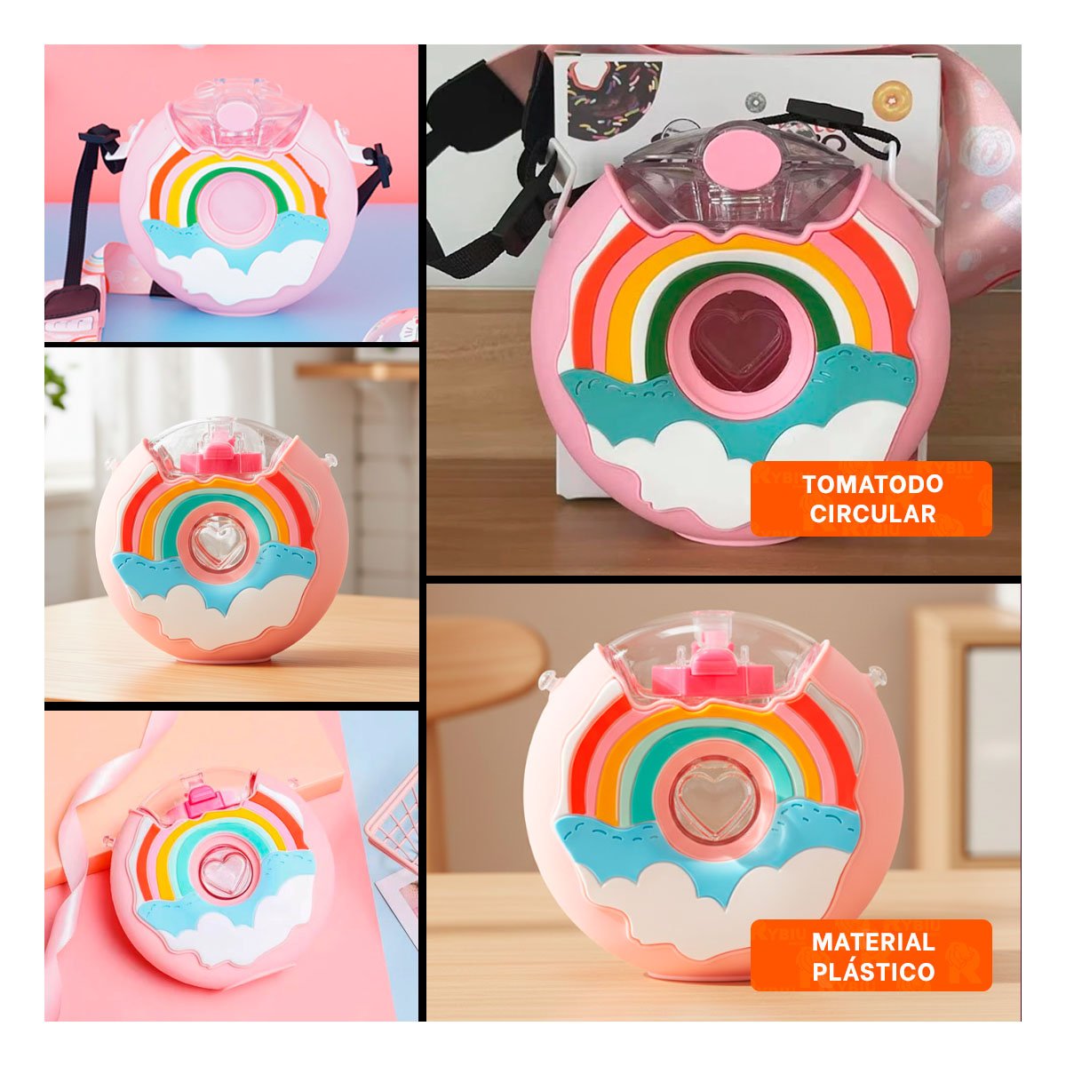 PACK2 BOTELLA PARA AGUA FUCSIA CIRCULAR 14X5CM RESISTENTE Y COMPACTA Y+PAPEL REGALO - 3