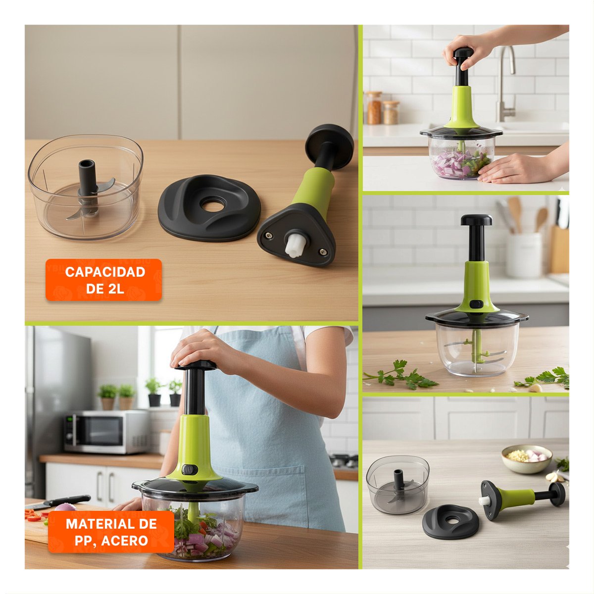 PROCESADOR COMPACTO MULTIFUNCIONAL 1 5L BLANCO Y PLOMO PARA COCINA RAPIDA Y FACIL - 5