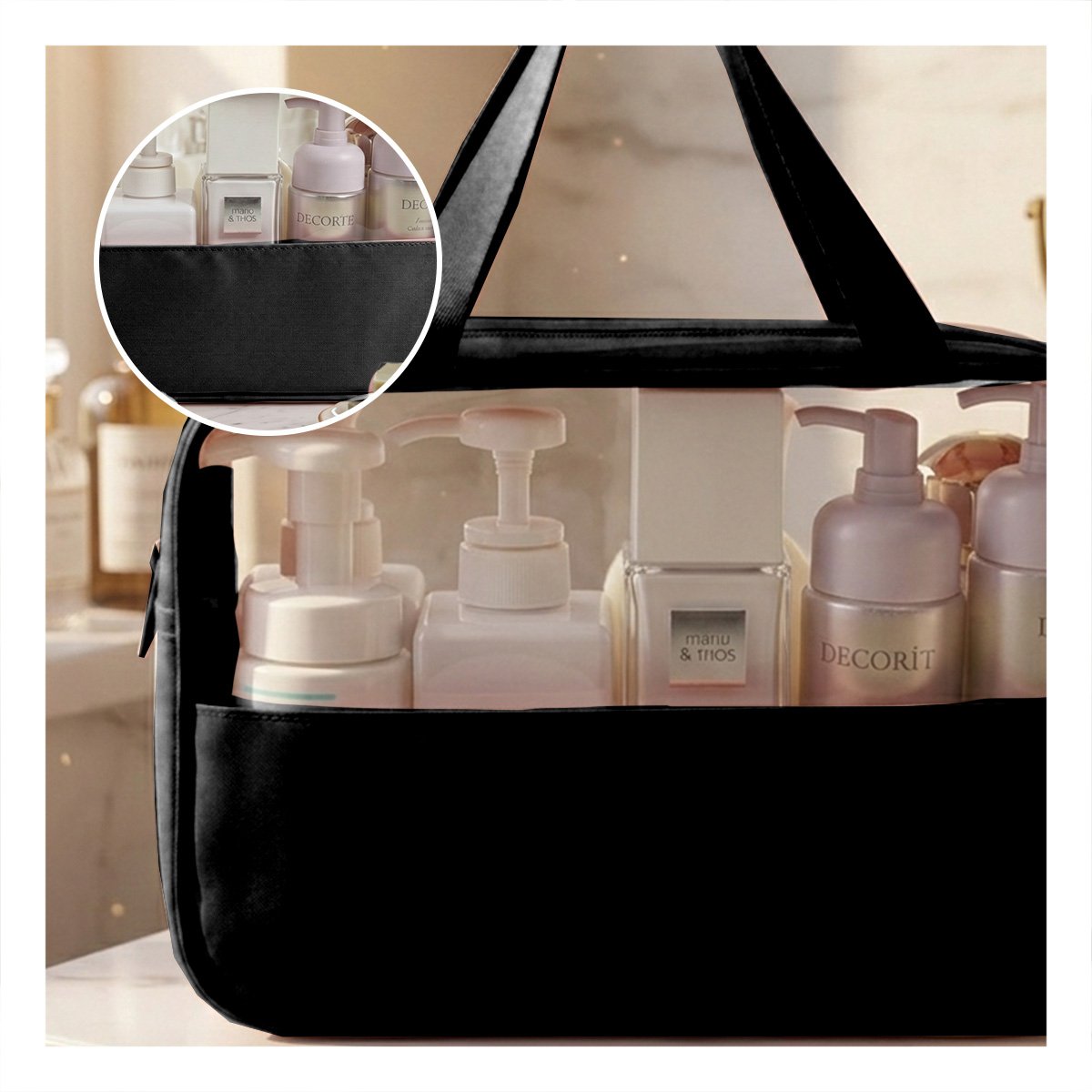 PACK12 CAJA RECTANGULAR CON ASAS PARA COSMETICOS NEGRO AMPLIO Y FUNCIONAL Y+PAPEL REGALO - 3