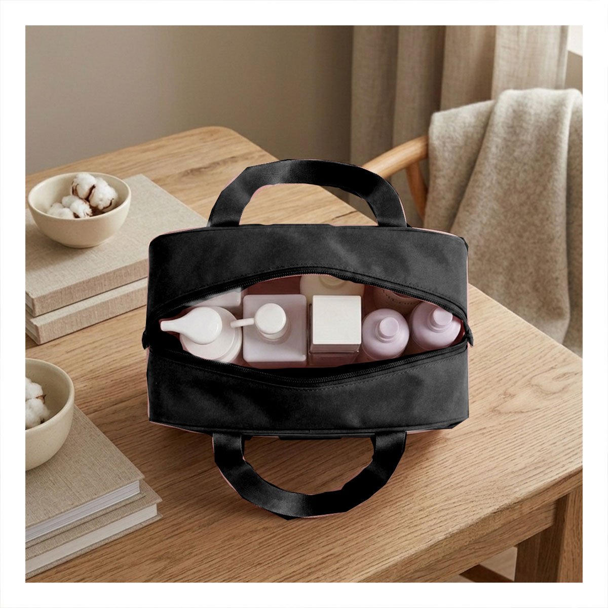 PACK12 CAJA RECTANGULAR CON ASAS PARA COSMETICOS NEGRO AMPLIO Y FUNCIONAL Y+PAPEL REGALO - 5