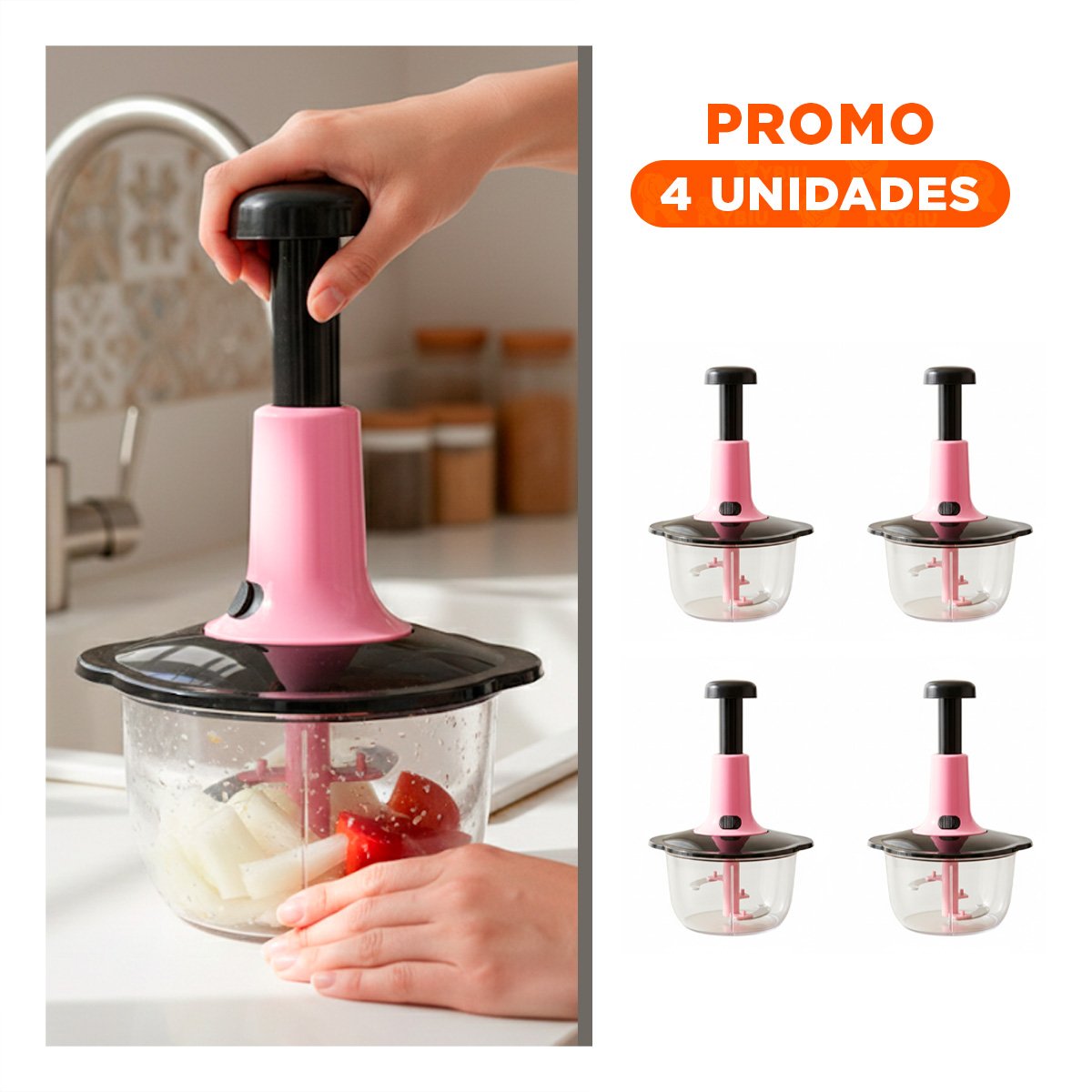 PACK4 PROCESADOR PARA COCINA MULTIFUNCIONAL 1 5L BLANCO Y PLOMO PARA PREPARAR Y+REGALO STICKER - 1