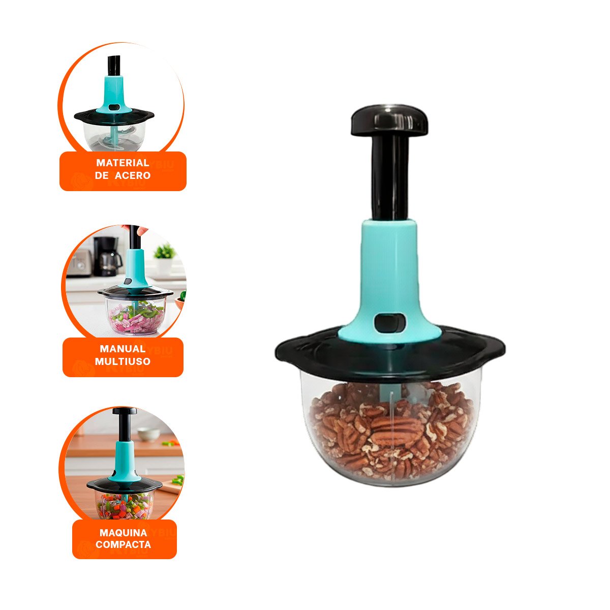 PICADOR MULTIFUNCIONAL 1 5L BLANCO Y PLOMO PARA PREPARAR ENSALADAS Y PLATOS Y+LIGAS REGALO - 3