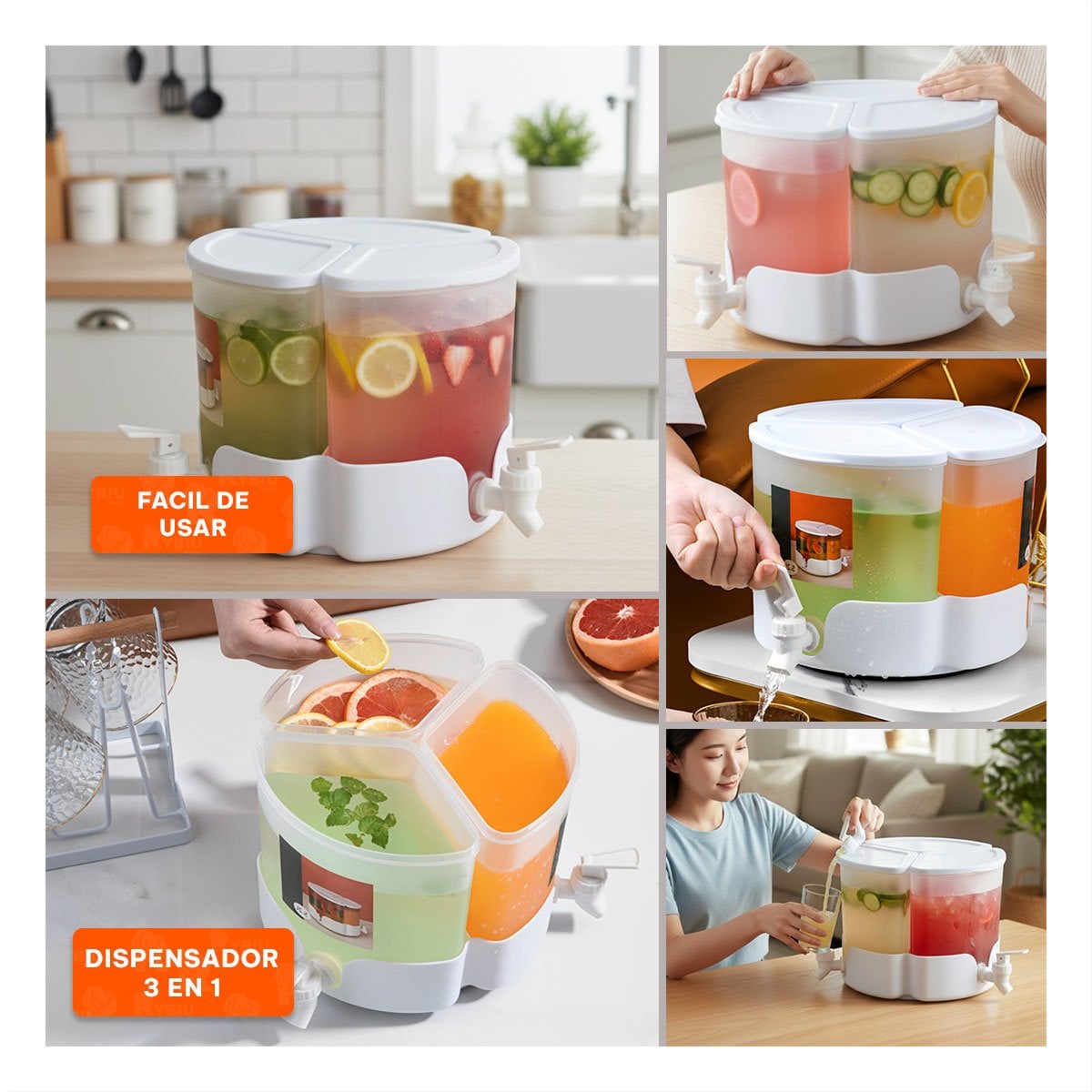 RECIPIENTE DE CUBOS DE HIELO VERDE CLIC LINEA FACIL DE LLENAR Y VACIAR - 5