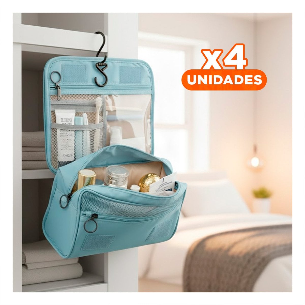 PACK4 EFICIENTE COLGANTE 24X8X19CM CELESTE PARA DISTRIBUIR PRODUCTOS PERSONALES - 1