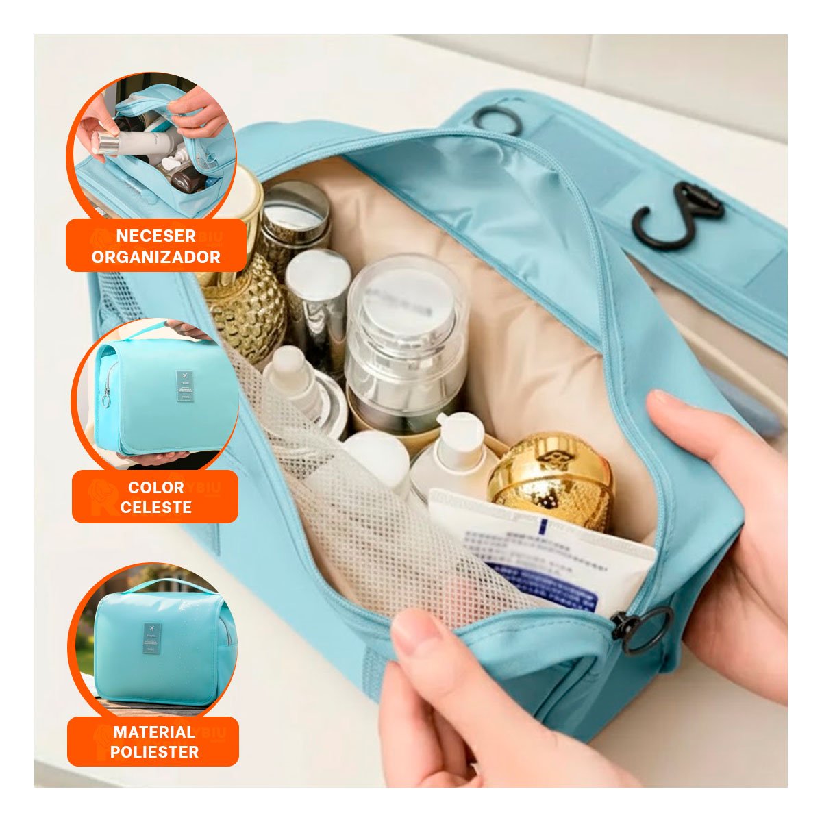 PACK4 EFICIENTE COLGANTE 24X8X19CM CELESTE PARA DISTRIBUIR PRODUCTOS PERSONALES - 3