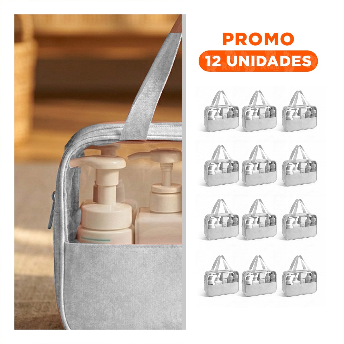 PACK12 MALETIN RECTANGULAR CON ASAS PARA MAQUILLAJE ROSADO ORDENADO Y DURADERO Y+REGALO STICKER - 1