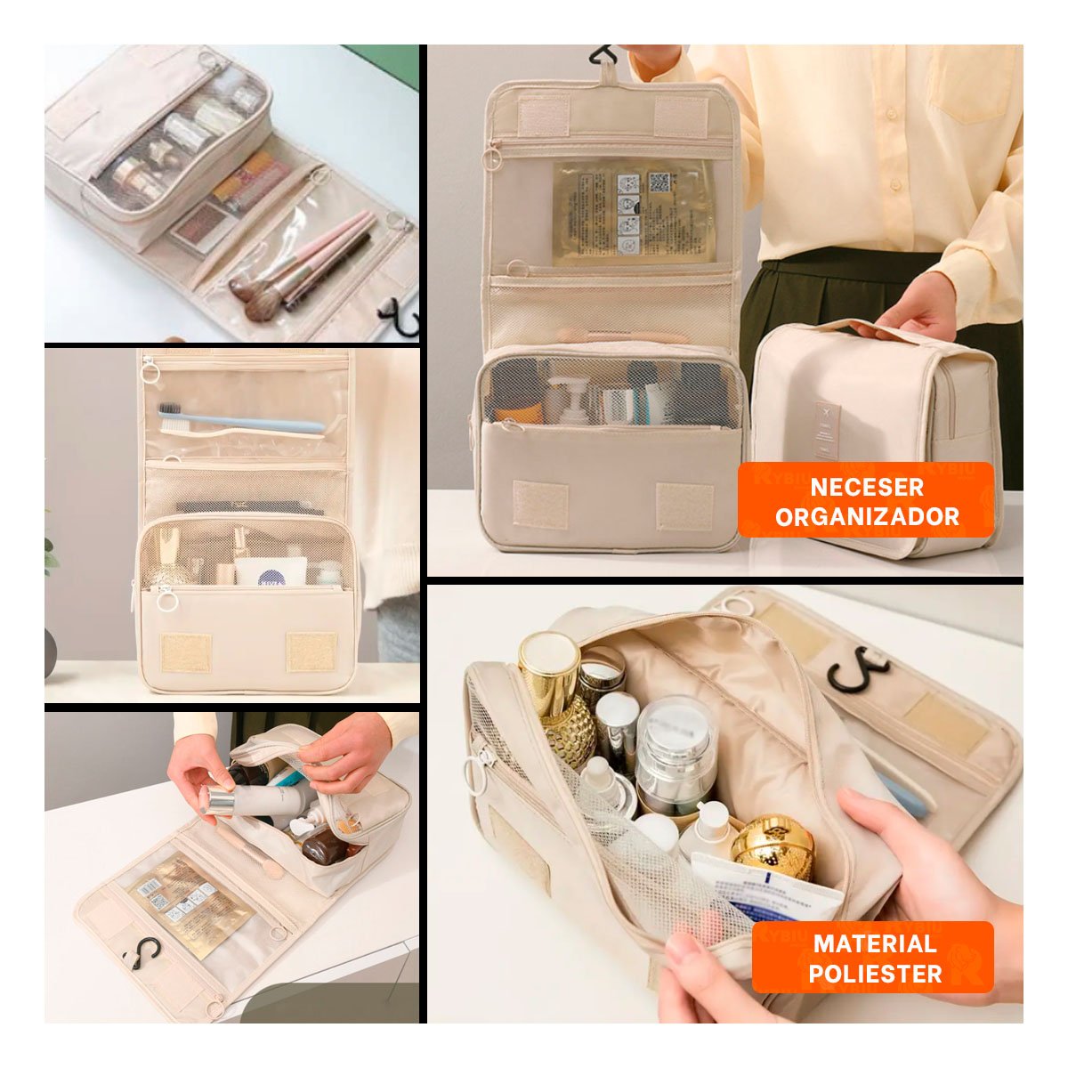 PORTAOBJETOS 24X8X19 CM BEIGE COLGANTE PARA OPTIMIZAR ESPACIO EN EQUIPAJE Y+POST IT - 1