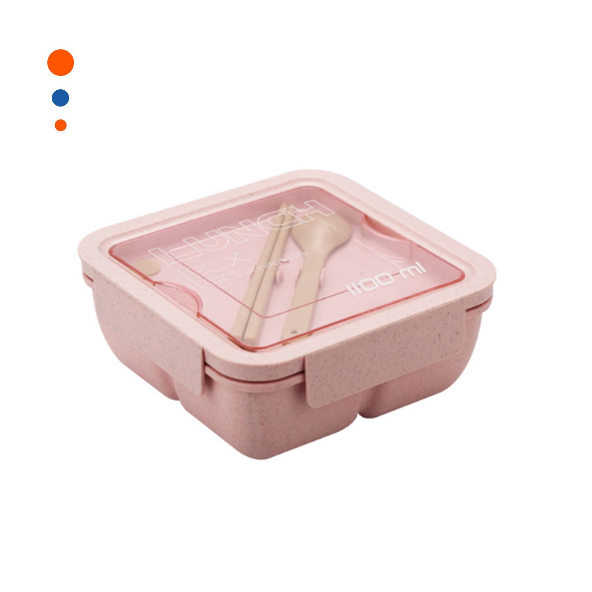 PACK2 ENVASE CUADRADO CON CUBIERTOS 1100ML ROSADO PARA LUNCH Y LLEVAR COMIDA Y+REGALO STICKER - 2
