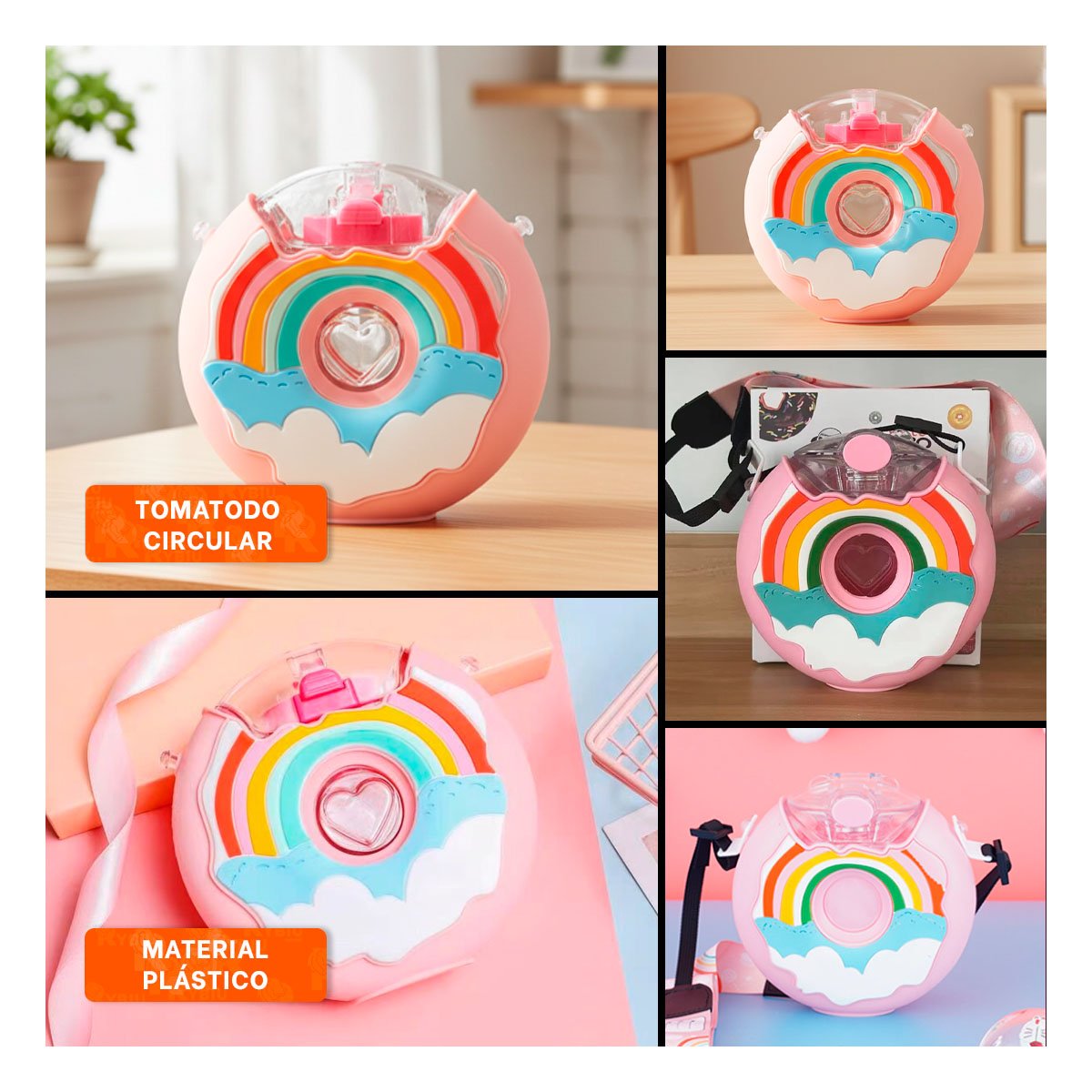 RECIPIENTE PARA LIQUIDOS CIRCULAR FUCSIA 14X5CM COMODO Y SEGURO - 5