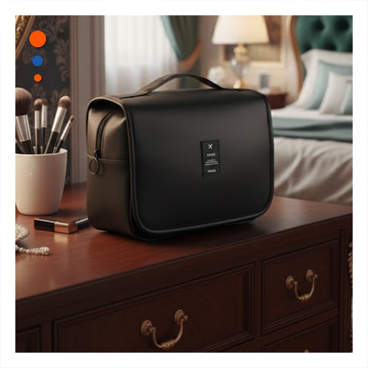 BOLSO ORGANIZADOR 24X8X19CM NEGRO COLGANTE PARA VIAJES CORTOS O VACACIONES - 1