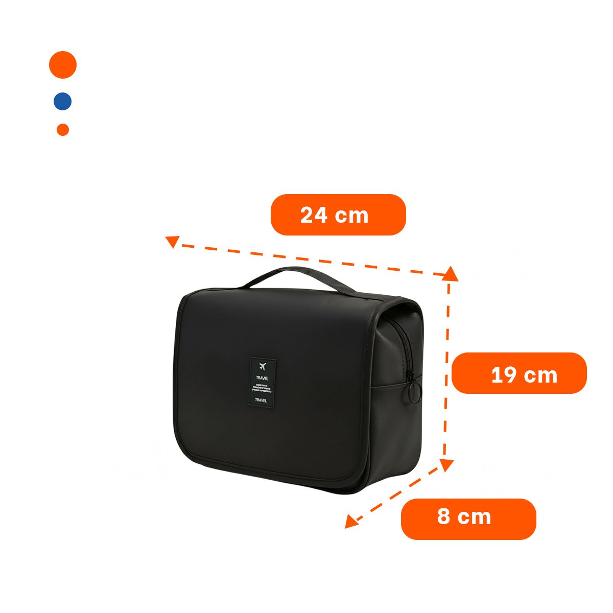 BOLSO ORGANIZADOR 24X8X19CM NEGRO COLGANTE PARA VIAJES CORTOS O VACACIONES - 4