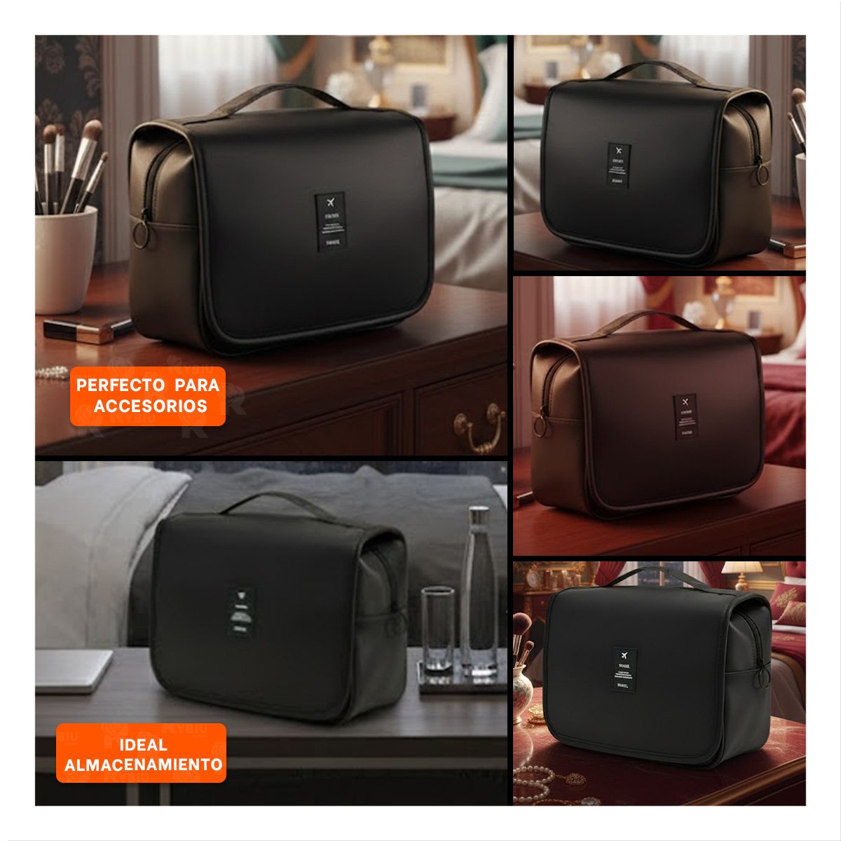 BOLSO ORGANIZADOR 24X8X19CM NEGRO COLGANTE PARA VIAJES CORTOS O VACACIONES - 5