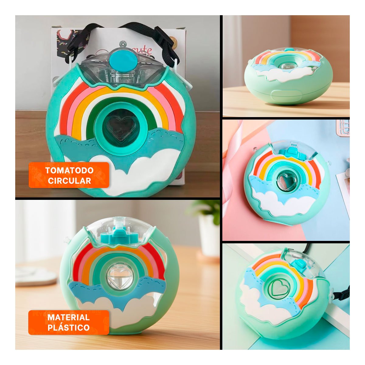 PACK2 BOTELLA PARA AGUA FUCSIA CIRCULAR 14X5CM RESISTENTE Y COMPACTA Y+PAPEL REGALO - 3