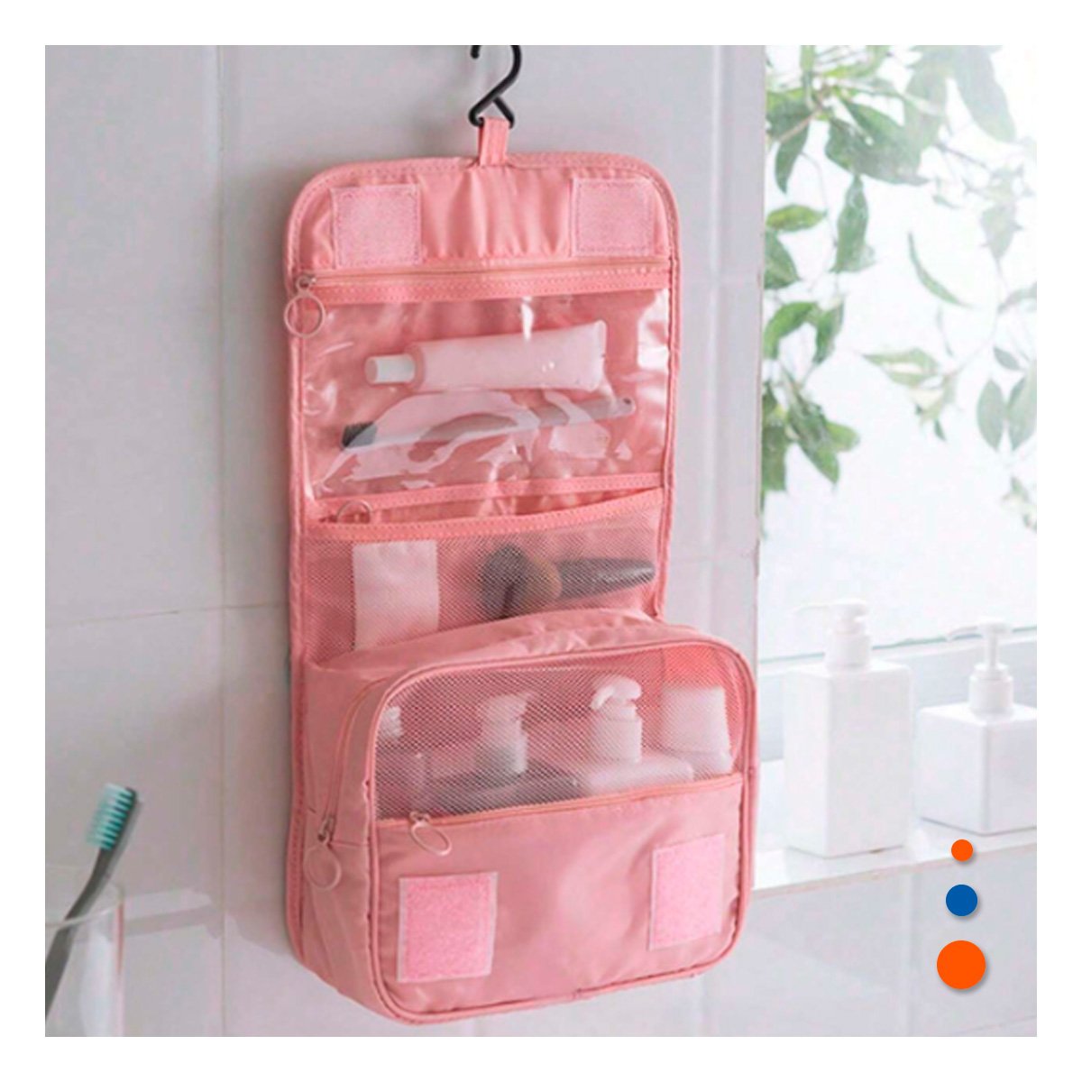 PACK2 ESTUCHE 24X8X19 CM ROSADO DE ASEO CON MEDIDAS COMPACTO Y+REGALO STICKER - 3